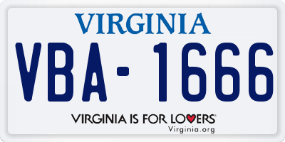 VA license plate VBA1666