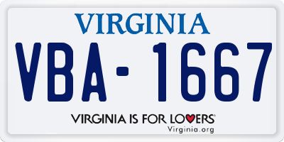 VA license plate VBA1667