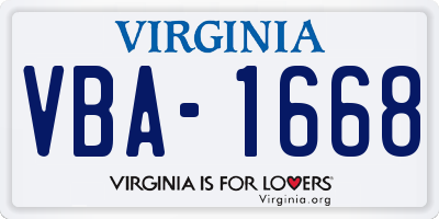 VA license plate VBA1668