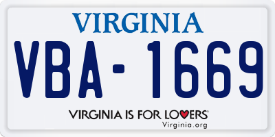 VA license plate VBA1669
