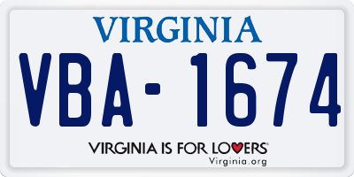 VA license plate VBA1674