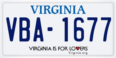 VA license plate VBA1677