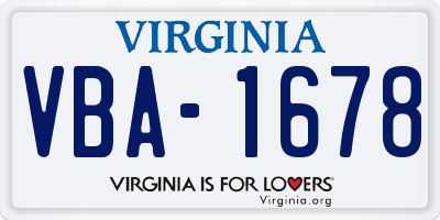 VA license plate VBA1678