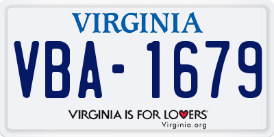 VA license plate VBA1679
