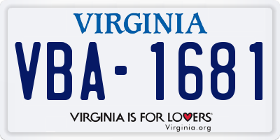 VA license plate VBA1681