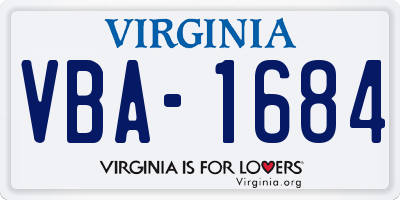 VA license plate VBA1684
