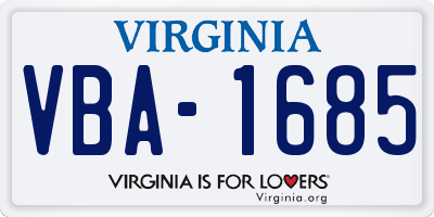 VA license plate VBA1685