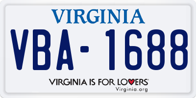 VA license plate VBA1688