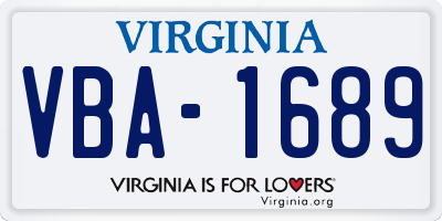 VA license plate VBA1689