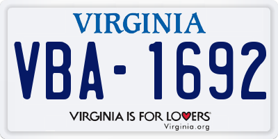 VA license plate VBA1692