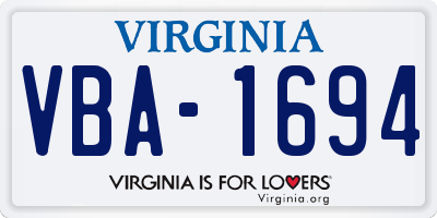 VA license plate VBA1694