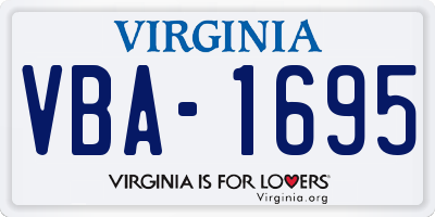 VA license plate VBA1695