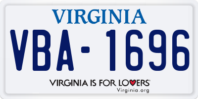 VA license plate VBA1696