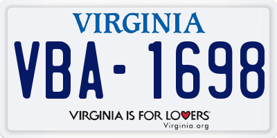 VA license plate VBA1698