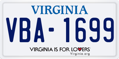 VA license plate VBA1699