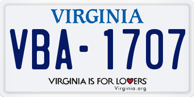 VA license plate VBA1707