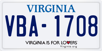 VA license plate VBA1708