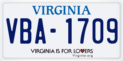 VA license plate VBA1709