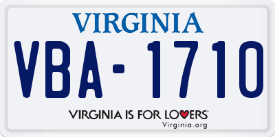 VA license plate VBA1710