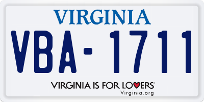 VA license plate VBA1711