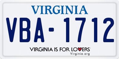 VA license plate VBA1712