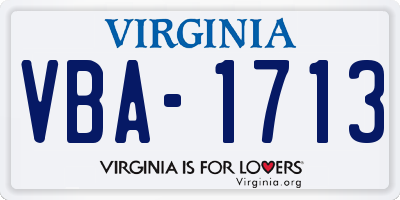 VA license plate VBA1713