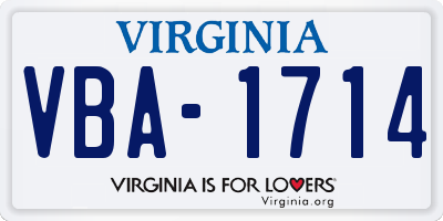 VA license plate VBA1714