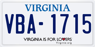 VA license plate VBA1715