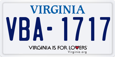 VA license plate VBA1717