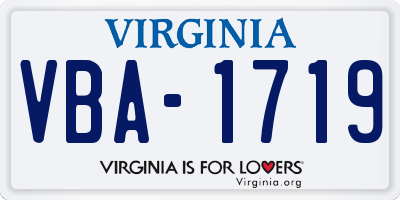 VA license plate VBA1719