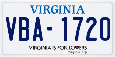 VA license plate VBA1720