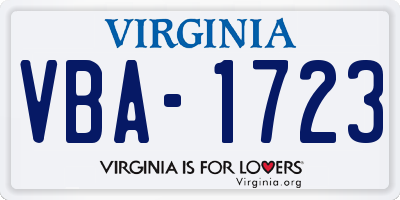 VA license plate VBA1723