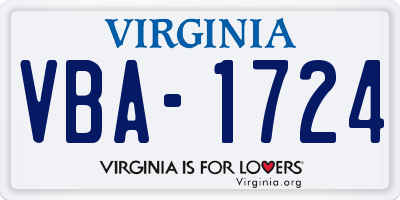 VA license plate VBA1724