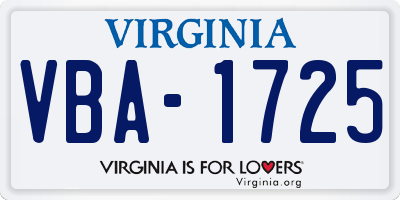 VA license plate VBA1725