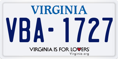 VA license plate VBA1727