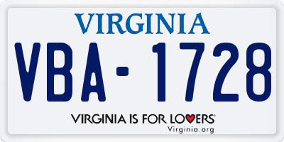 VA license plate VBA1728