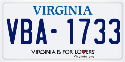 VA license plate VBA1733