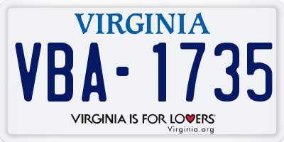 VA license plate VBA1735