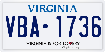 VA license plate VBA1736