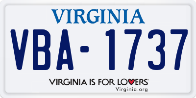VA license plate VBA1737