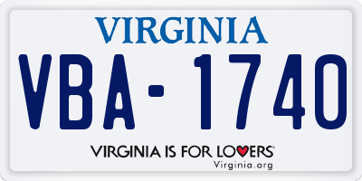 VA license plate VBA1740