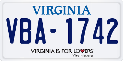 VA license plate VBA1742