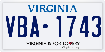 VA license plate VBA1743