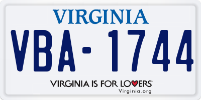 VA license plate VBA1744