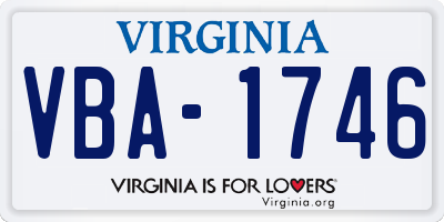 VA license plate VBA1746