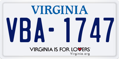 VA license plate VBA1747