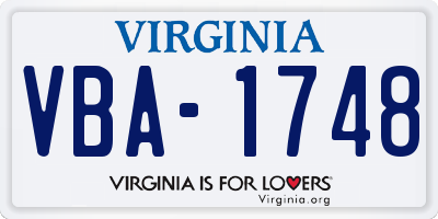 VA license plate VBA1748