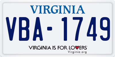 VA license plate VBA1749