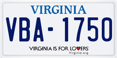 VA license plate VBA1750