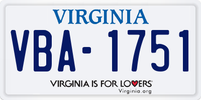 VA license plate VBA1751